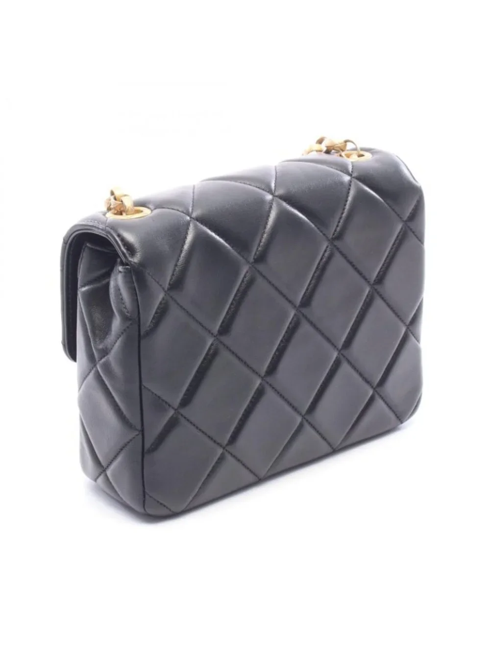 Chanel Shoulder Bag Quilted Small Flap Black Lambskin Bijou Chain